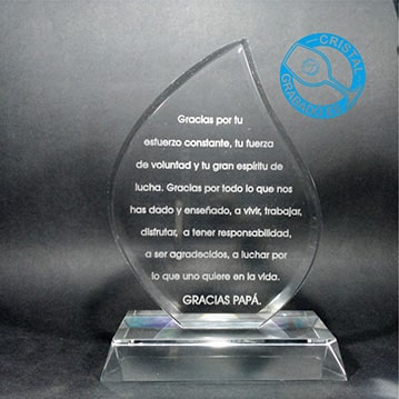 Placa de cristal personalizada con texto para el día del padre